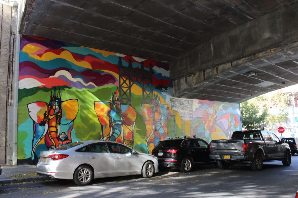 Muro pintado en DUMBO (Brooklyn)